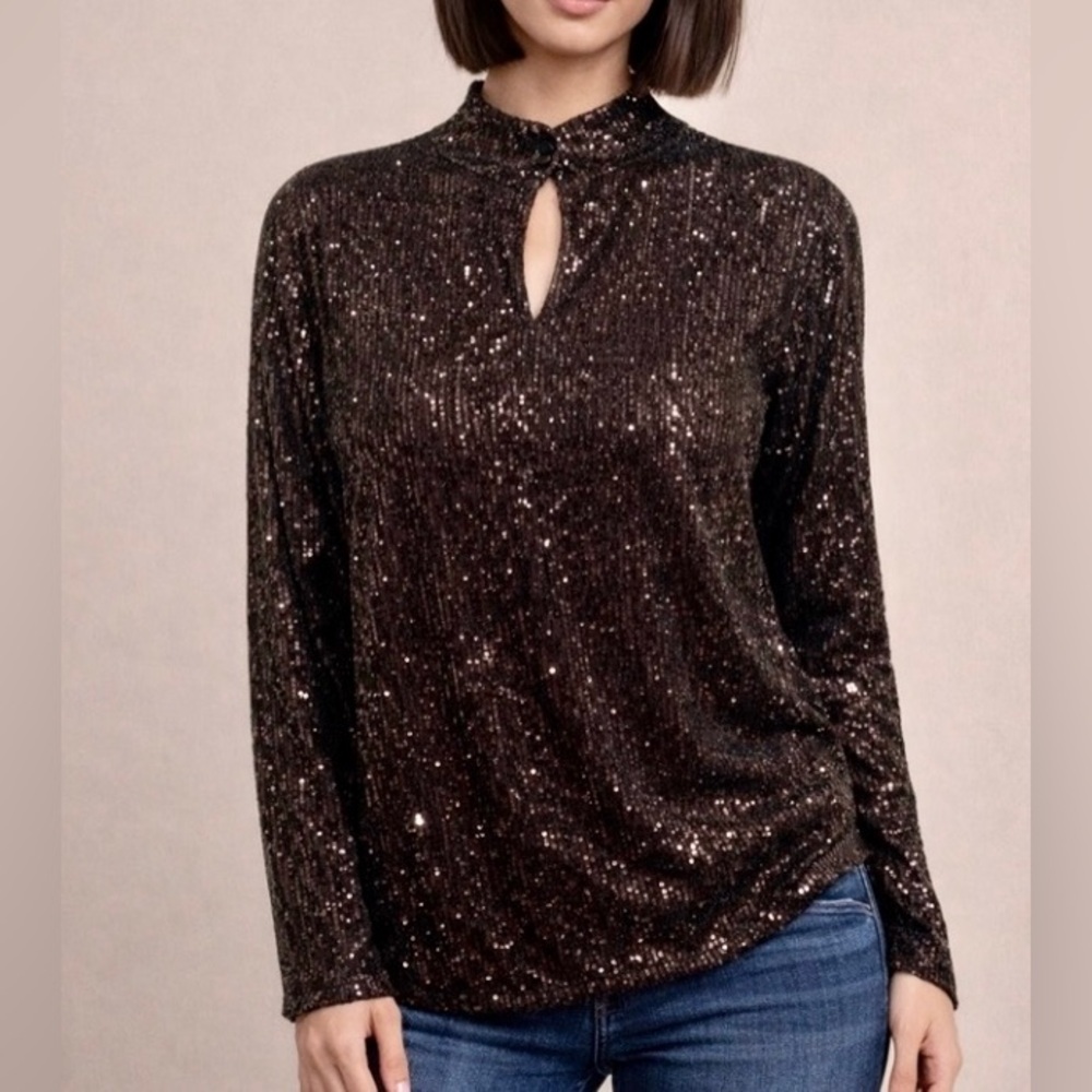 CeCe Black Sequin Top - Picture 12 of 12